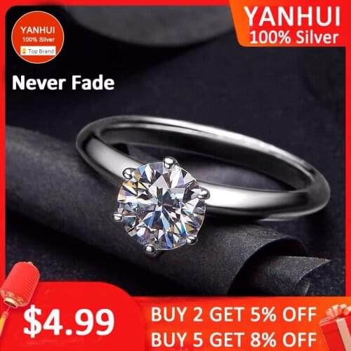 With Certificate Women Silver Ring 18K White Gold Bride Wedding Band Fine Jewelry Gift (If Fake, Refund 10 Times The Price)
