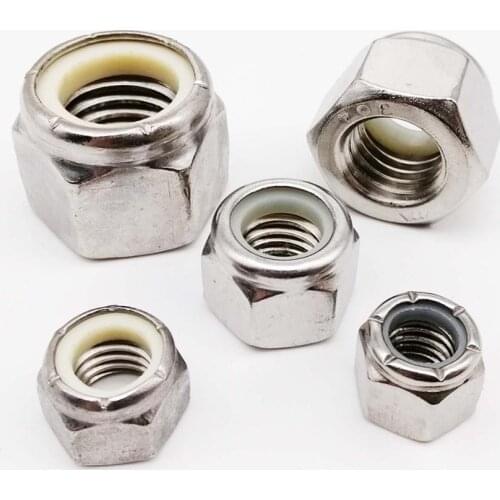 1/25pc UNC From 2#-56 to 3/4-10 304 A2 Stainless Steel UK US Coarse Thread Hex Nylon Insert Lock Nut Self-locking Nylock Locknut
