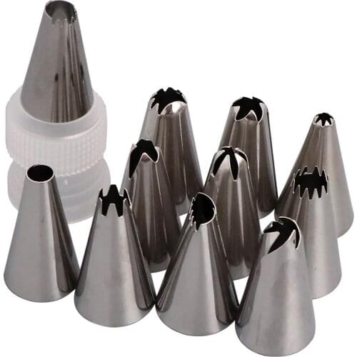 11Pcs/Set Stainless Steel Cake Decorating Icing Piping Nozzles Pastry Tips Set Cake Baking Accessories DIY Cake Tools