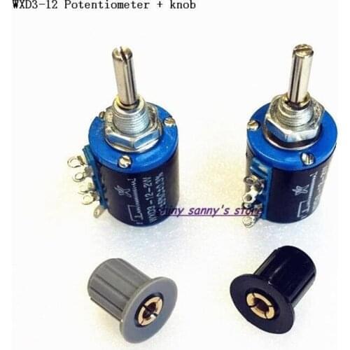 2 Sets/Lot WXD3-12 2W Multi-Circle Wire-Wound Potentiometer + Black Knob 470R ，1K ，2.2K ，3.3K ，4.7K ，5.6K ，10K ，22K ，47K Ohm