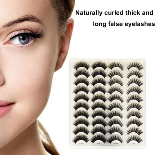 20 Pairs Fake Eyelashes Three-dimensional Long Lasting Natural Curl Artificial Extension Eye Lashes for Makeup