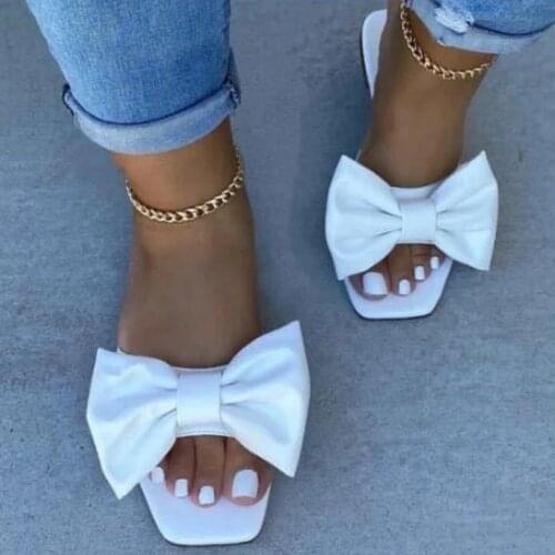 2020 Bow Slippers Womens Shoes Summer Flat Sandals Outside Fashion Pointed Slippers
