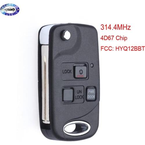 3 Button Folding Flip Remote key Fob 4D67 Chip for Lexus EX330 RX330 2004 2005 2006 2007 -FCC: HYQ12BBT