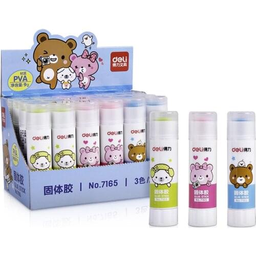 3pcs color 9g cartoon solid glue student manual glue stick, high viscosity envelope glue PVA strong glue school office supplies