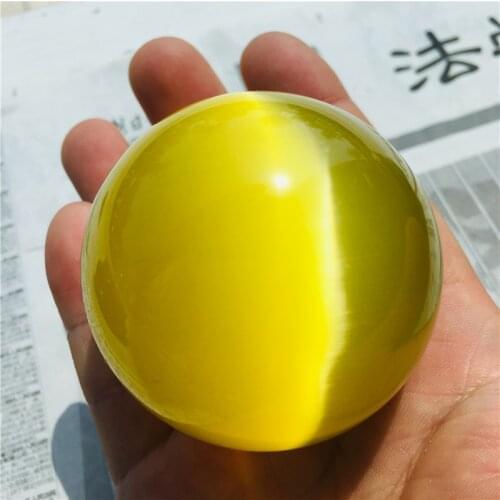 4-10cm Natural yellow cat eye crystal ball divination energy stone ball photography decorative ball