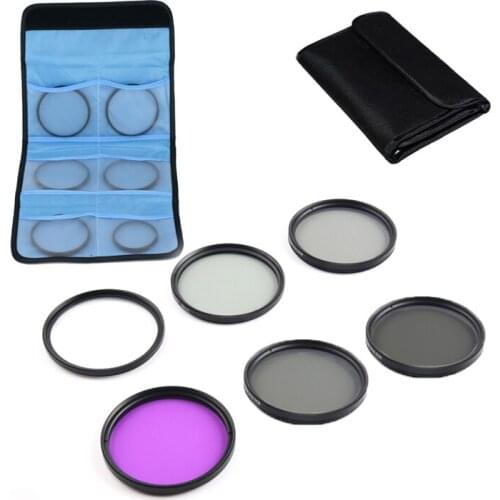 6 in 1 49 52 62 67 72 77 82mm UV CPL FLD ND2 ND4 ND8 Lens Filter Kit Camera Polarizer for Canon Sony Nikon Pentax DSLRs