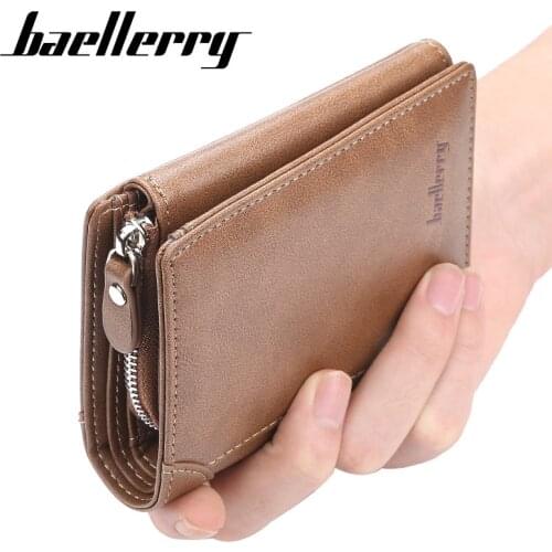Baellerry Korean Mens Wallet Trifold Credit Card Small Men Thin Wallet Hasp Change Bag Zipper Male Wallet Zippy Coin Purse Clip