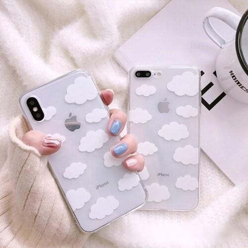 Transparent White Cloud Print Phone Case For IPhone 12 11 Pro MAX Xs Xr 6s 7 8 Plus SE2020 Clear TPU Back Cover