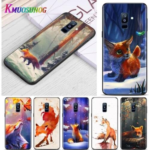 Cute cartoon animal fox For Samsung Galaxy A9 A8 Star A8S A7 A6 A6S A5 A3 Plus 2018 2017 2016 A750 Black Phone Case