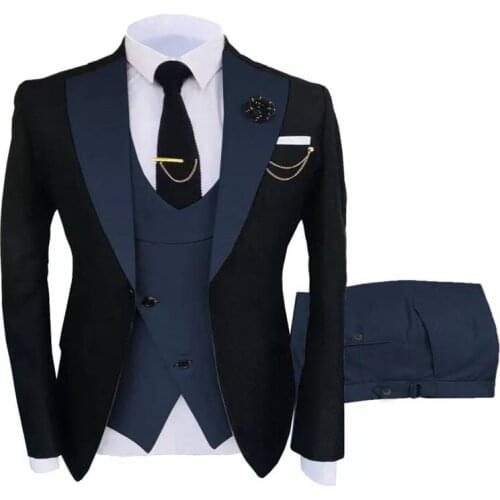 Black 3 Pieces Mens Wedding Suits Slim Fit Business Jackets vest and Pants Costumes Formal Terno Masculino Clothing