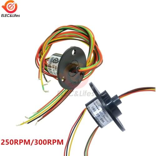 Dia 22mm 12.5mm 250RPM 300RPM 6 way 6 Wires Conductive Capsule Slip Ring CIRCUITSx2A AC 220V 240V For Monitor Robotic