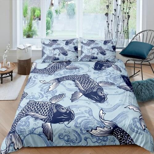 Home Living Luxury 3D Carp Bedding Set Comfortable Duvet Cover Set Kids Bedding Set Queen and King EU/US/AU/UK Size