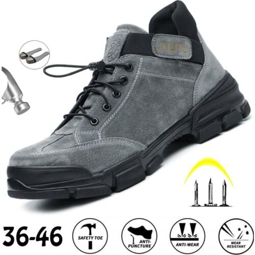 Dropshipping Women Work Sneakers Men Safety Shoes Steel Toe Cap Anticollision Fashion Outdoor Plus Size