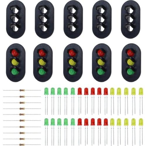 JTD24 10 sets Target Faces With LEDs for Railway Signals O Scale 3-light Block Light Traffic Light Red/Yellow/Green