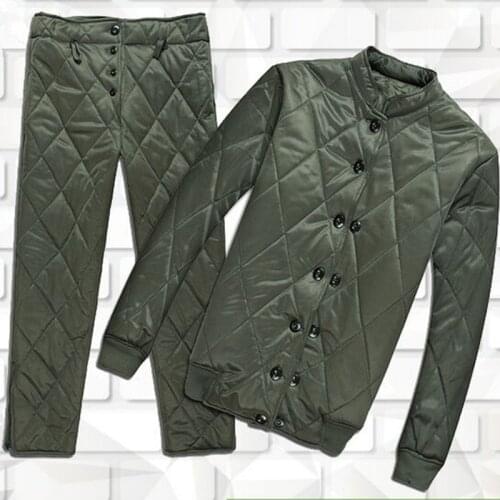 Hot Men Women Winter Cotton Padded Jacket Pants Liner Suits Outdoor Camping Climbing Cycling Windproof Thermal Coat Trousers Set