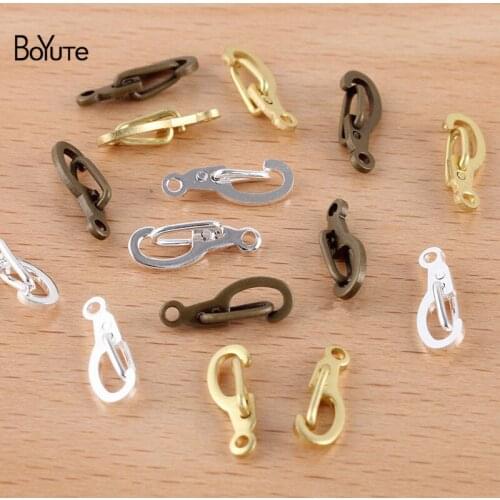 BoYuTe (100 Pieces/Lot) 8MM Metal Brass Connecting Buckle Small Lock Clasp Diy Handmade Jewelry Materials Wholesale