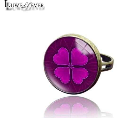 New 3392 Grass Fashion Adjustable Bronze Ring 30mm Round Glass Rings Charm Jewelry For Unisex Teenagers Gift