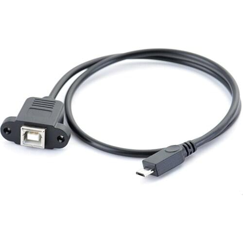 Micro-USB 5pin Micro USB 2.0 Male to USB 2.0 B Type Female Connector Cable 50cm With Panel Mount Hole cables