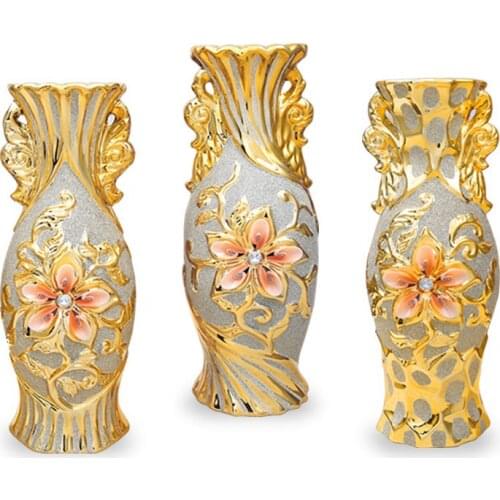 Fashion ceramic gold vase home living room decoration accessories luxury decoration wedding gifts Creative ceramic vase crafts