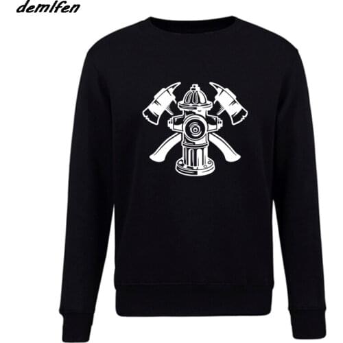 Spring autumn Fashion Casual Men O-Neck Fleece Sweatshirt Firefighter Logo Shirt, Rescue Axes Fire Hydrant Emergency hoodie Coat