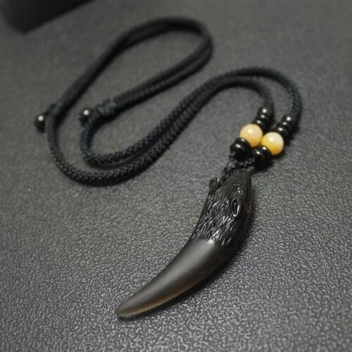 Men Necklace Powerful Crystal wolf teeth Pendant Necklace Energy Jewelry Amulets Necklace For Men