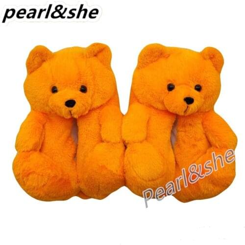 Non-Slip Plush Cute Home Floor House Womens Mens Faux Fur Slippers Sandals Soft Comfortable Warm Fluff Bedroom Indoor Cartoon