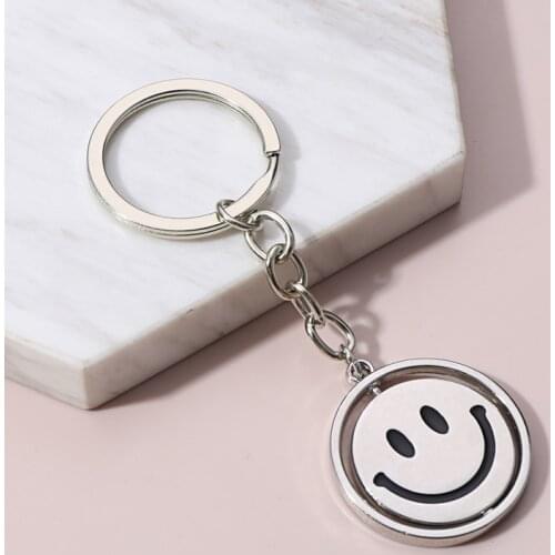 New Design Keychain Reversible Key Ring Smile And Sad Face Key Chains Special Gifts For Women Men Car Hanging Jewelry Handmade