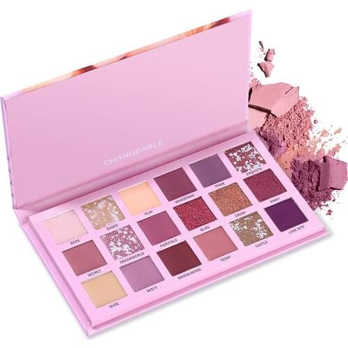 Changeable Pink Violet Nude Eye Shadow Palette Makeup 18 Colors Matte Shimmer Glitter Eyeshadow Powder Waterproof Pigment