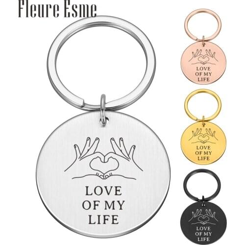 Personalized Couple Keychain Gift Engraved Date Name Letters Valentines Day Gifts Girlfriend Boyfriends Keying Chain jewelry