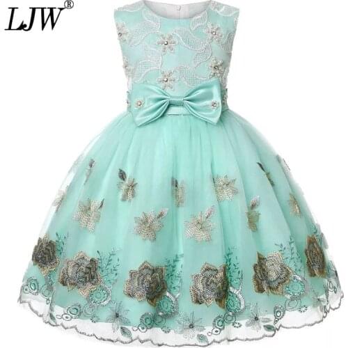 Baby Girls Dress Rose pearl embroidery Vintage tutu princess Dresses for Girls birthday party wedding Dress Christmas costume