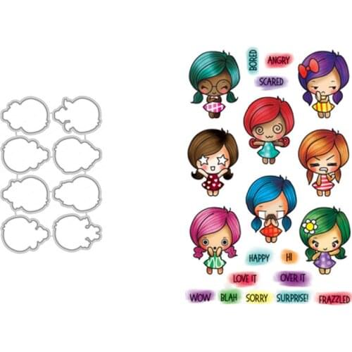 Clear Stamps And Cutting Dies Multiple Expressions Girls For DIY Scrapbook Photo Album Craft Card 2021 New