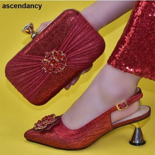 Plus Size Women Shoes 42 2021 Fashion Women Shoes and Bag for Party Wedding Ladies Shoes and Sandals Italian Shoes and Bag