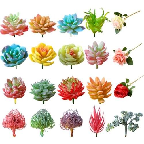 Lifelike Artificial Succulent DIY Flocked Lifelike Aloe Artificial Plant Fake Succulent Home Desk Decoration DIY Accessories
