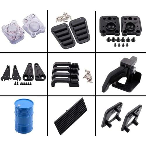 Rock Crawler Lamp Cup Lampshade/Engine Hood Air Intake/Door Handle/Oil Tank/Mini Shovel for 1/10 RC Cars Decoration Parts