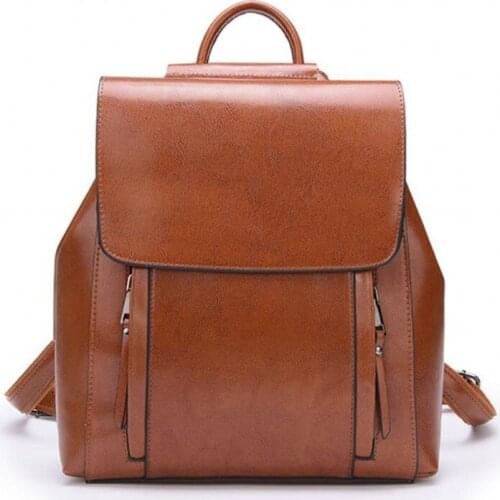 Womens split leather backpack female bags high quality cow skin fashion hasp shoulder bag with hard handle