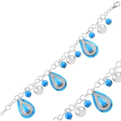 Silver 925 Sterling Turquoise Gemstone Bracelet