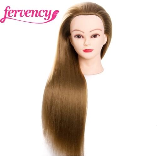 Synthetic Mannequin Head Dolls for Hairdressers 65 cm hair Hairstyles Female Hairdressing Styling Training Head Golden blonde