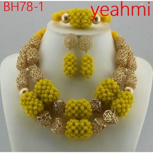 Amazing african beads jewelry set chain women Nigerian wedding crystal multi layer necklace/ earring Indian jewelry sets BH78-2