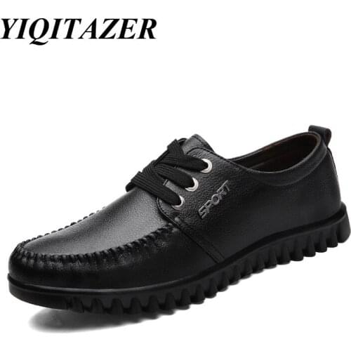 YIQITAZER 2017 Summer Flats Men Shoes Platform Shoes Man,Fashion Business Brand Formal Black Shoes Leather Man size 7 -9.5