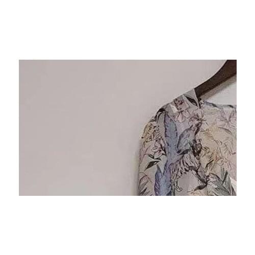 Women Short Sleeve Cake Dress Irregular Dress Plant Print Ruffles Elastic Waist Midi Dresses