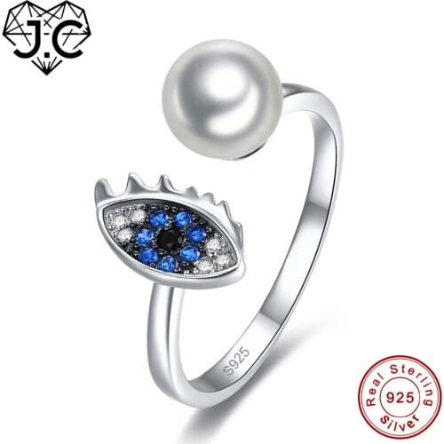 J.C Unique Style Freshwater Pearls & Sapphire White Topaz 925 Sterling Silver Ring Size 6 7 8 9 Elegant For Women Fine Jewelry