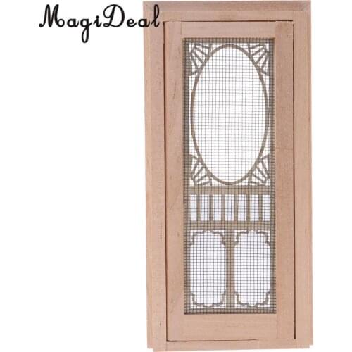 1/12 Dollhouse Miniature Wood External Hollow Screen Door Unpainted Furniture for Dolls House Room Box Decor Accessory