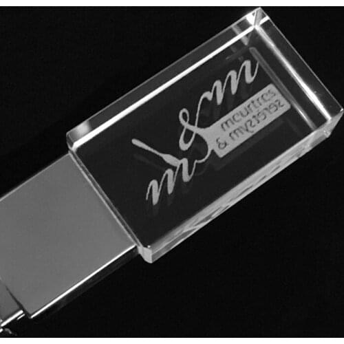 10PCS/LOT Crystal USB Flash Drives with Customized Logo Engrave 32gb USB 2.0 Memory Sticks Pendrive