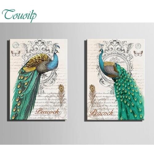 2pcs/set hot sale 5D diamond embroidery,diy diamond Painting peacock pictures,diamond mosaic,Needlework diamond picture sticker