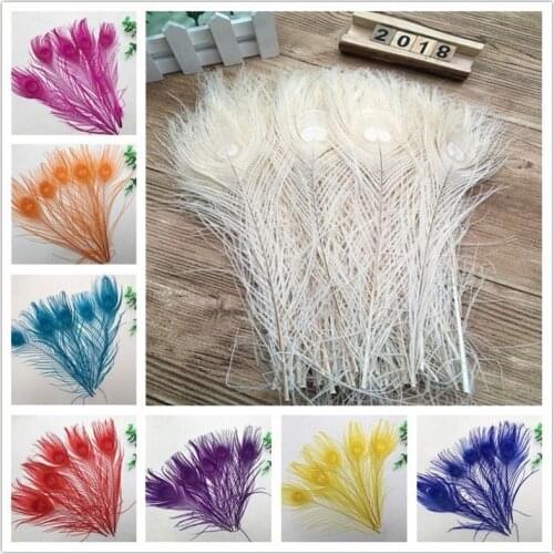 20-100Pcs Dyeing Peacock Feathers for Crafts Length 25-30CM 10-12inch Peacock Feather Diy Jewelry Decorative Pheasant Feathers