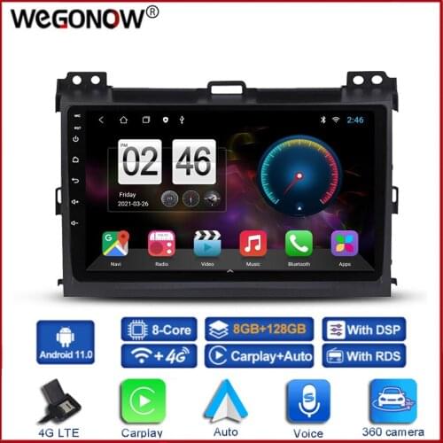 360 Panoramic Camera 6G+128G Android 10.0 Car DVD Player GPS WIFI Bluetooth Radio For Toyota Land Cruiser Prado 120 2004 - 2009