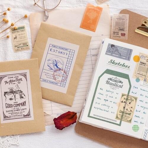 45pcs Retro Bills Series Sticker Pack DIY Decorative Journal Material Stickers Scrapbook Collage Stationery Back To School
