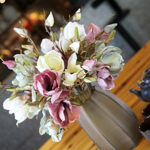 51cm Artificial Flower Magnolia Branch Fabrics Fake Floral For Home Party Wedding Decoration And Mothers Day Craft Gifts