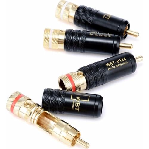 8pcs Hi-end XSSH Audio YIVO RCA HIFI DIY Brass copper plating 24K gold Video Male Audio vga rca connectors rca plug Jack