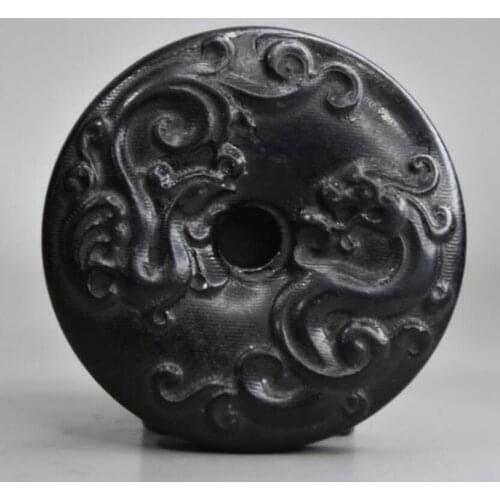 Hongshan culture archaize black iron meteorite dragon phoenix Ping An buckle statue